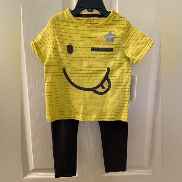 Fred & Flo F&F Tesco Yellow Emoji Top and Pants Set Baby Boys Size 18 Months NWT - Picture 1 of 8